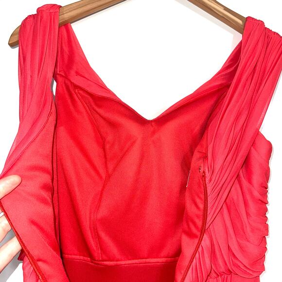 JY Jenny Yoo JY514 Bridesmaid Full Length Dress Gown Firecracker Size 6 - Picture 11 of 14